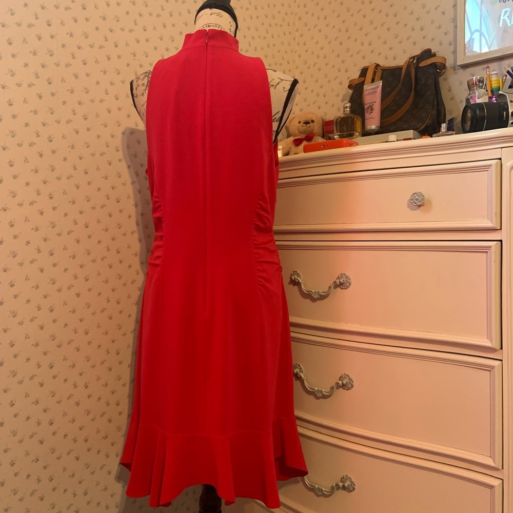 Halston Heritage Ruched Ruffle Fuchsia Dress - Picture 12 of 15